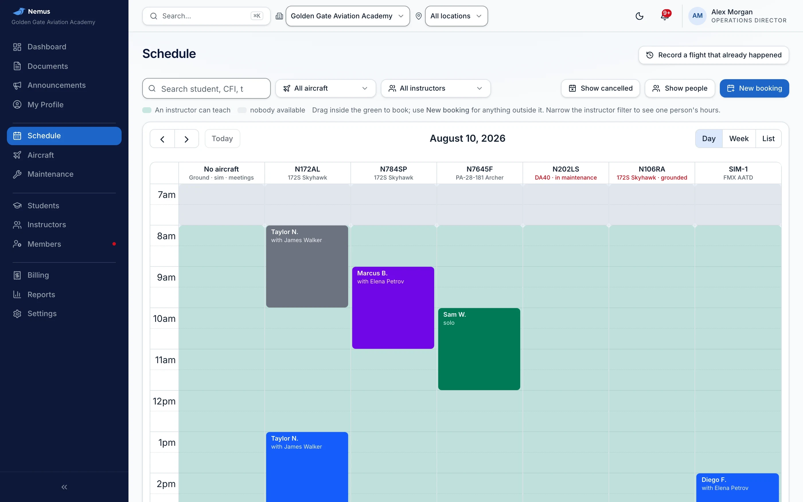 Nemus scheduling workspace